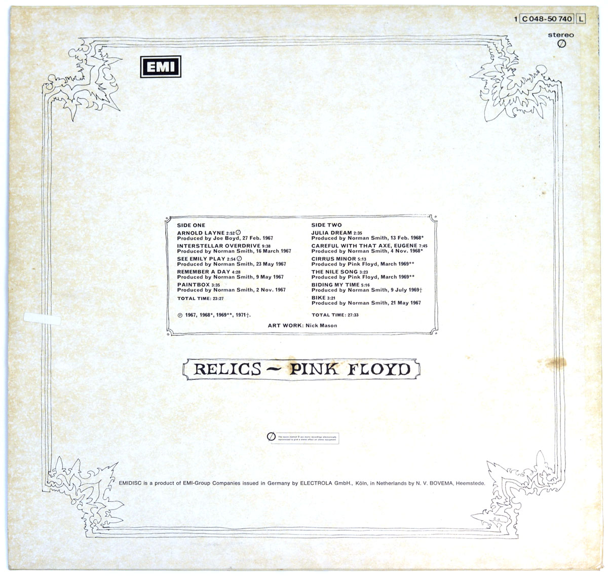 High Resolution Photo #11 PINK FLOYD Relics Germany / France